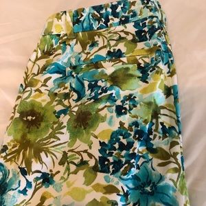 Size 2 Ann Taylor Loft pants floral green and blue NWOT